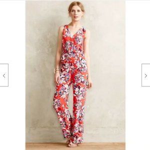 Yumi Kim Anthropologie Flower District Red Jumpsuit Women's Small